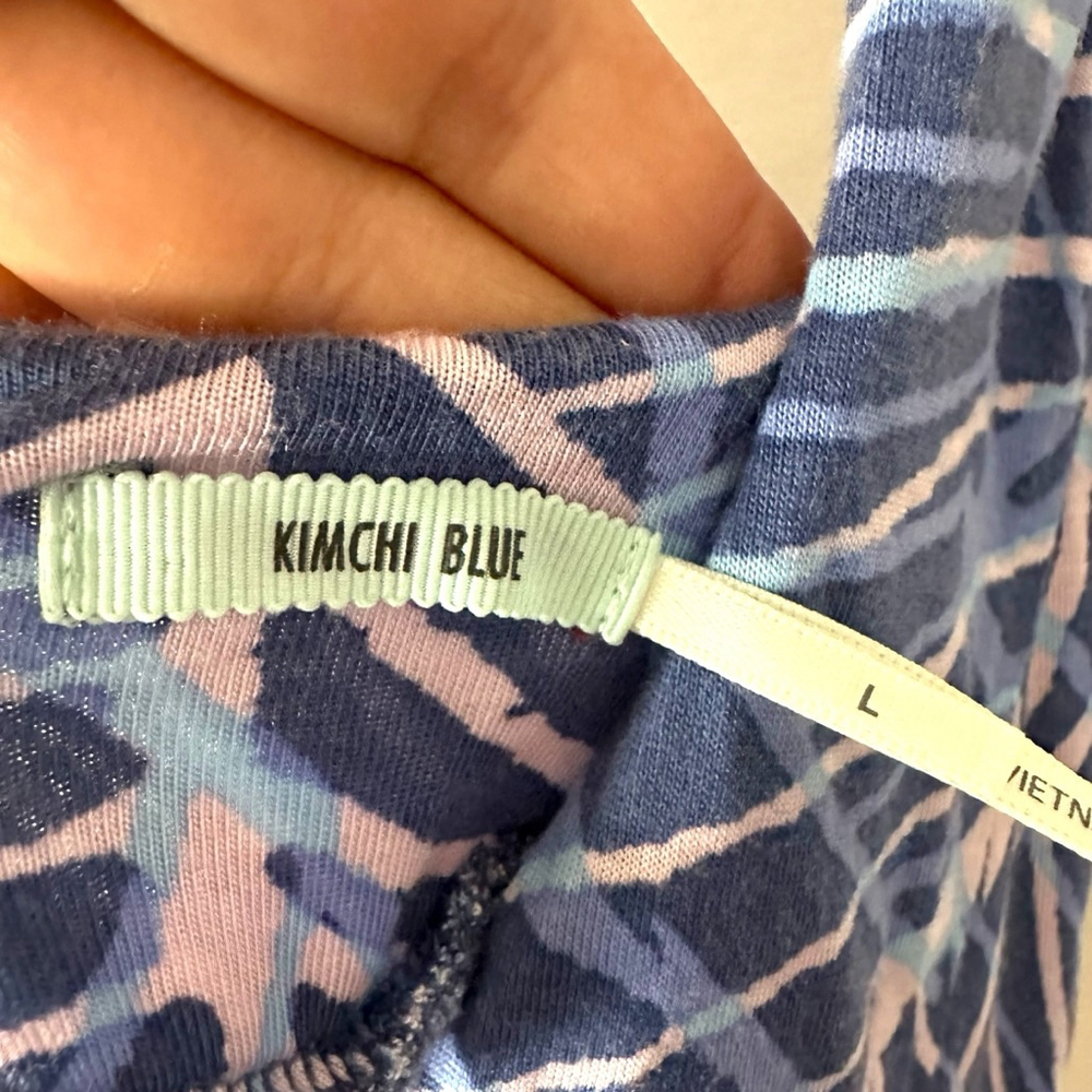 Kimchi Blue Blue Leaf Print Strappy Skater Romper Size L - Picture 5 of 11